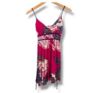 Rue21 Pink Paisley Print Mini Dress Spaghetti Strap‎ Summer Casual Women's